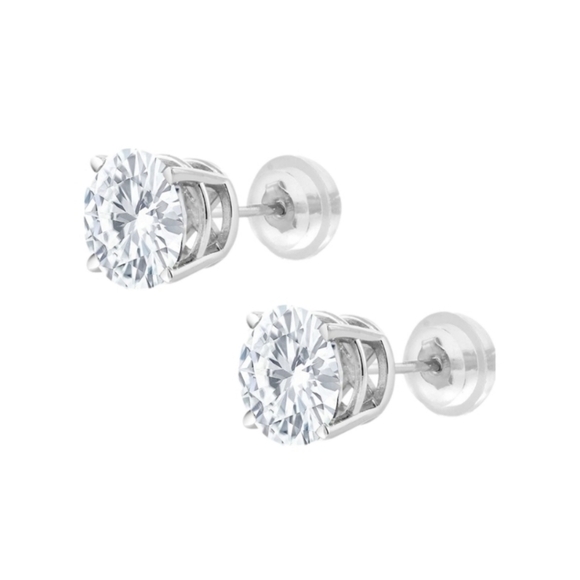 Certified 14k White Gold 3.80ct Diamond Earrings Moissanite Charles Colvard - Picture 2 of 5